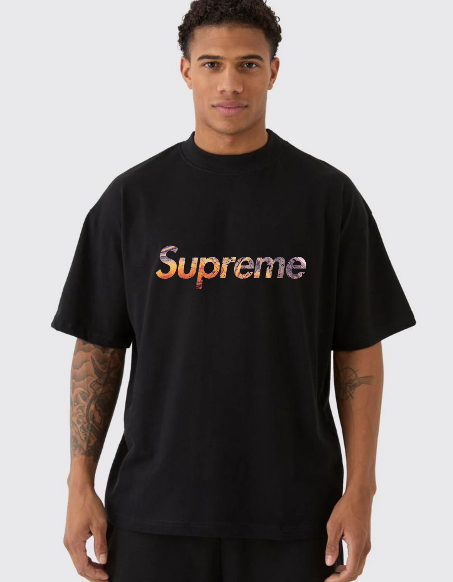 Black SUPREME Inspired Graphic T-Shirt | Premium Cotton Oversized Fit