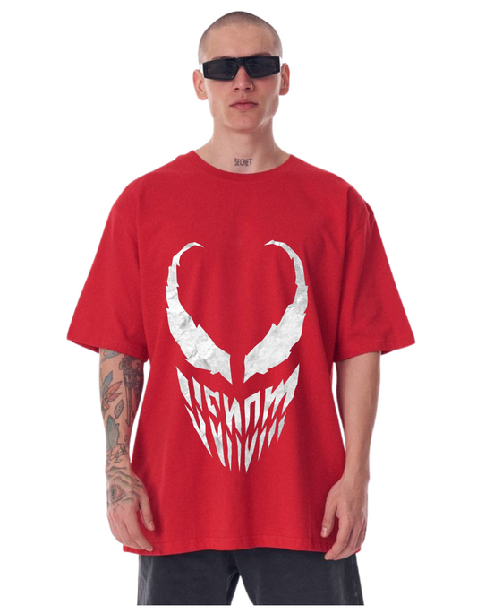 Black Oversized Venom Graphic T-Shirt – Bold Streetwear for Marvel Fans