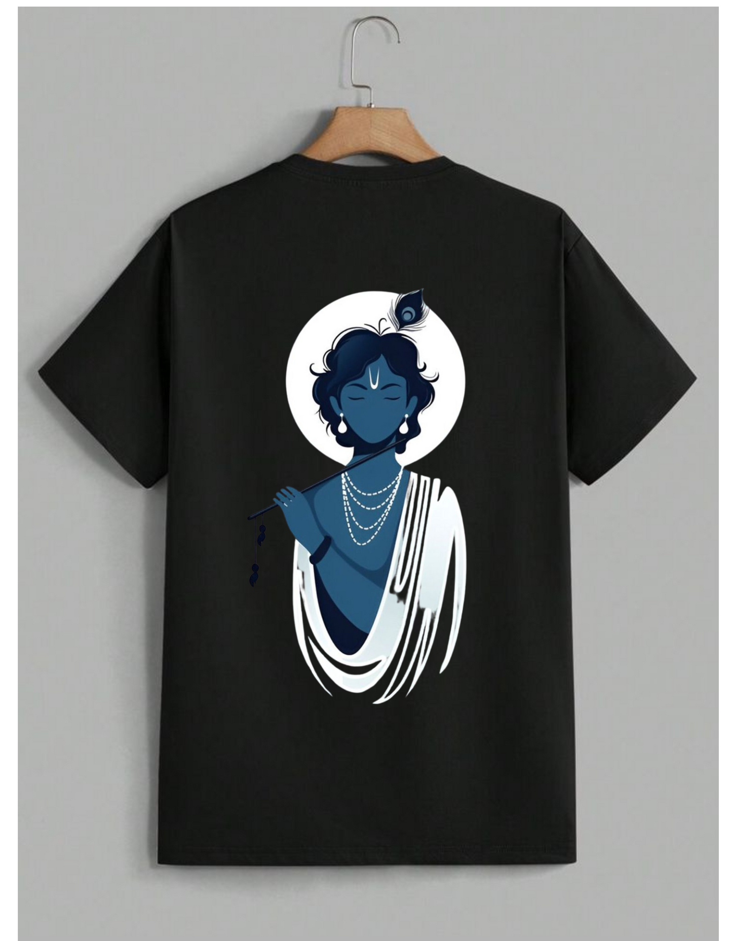 Oversized and half T-Shirt with Minimalist Lord Krishna Graphic – Spiritual & Stylish