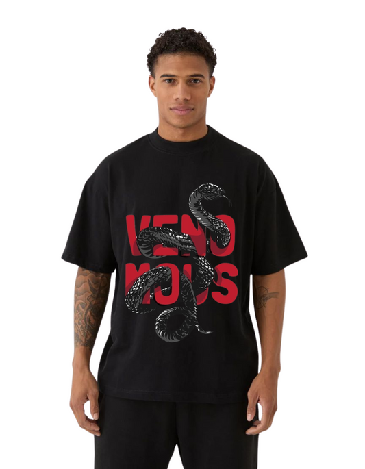 Venomous Black Snake Graphic T-Shirt – Bold Streetwear Style