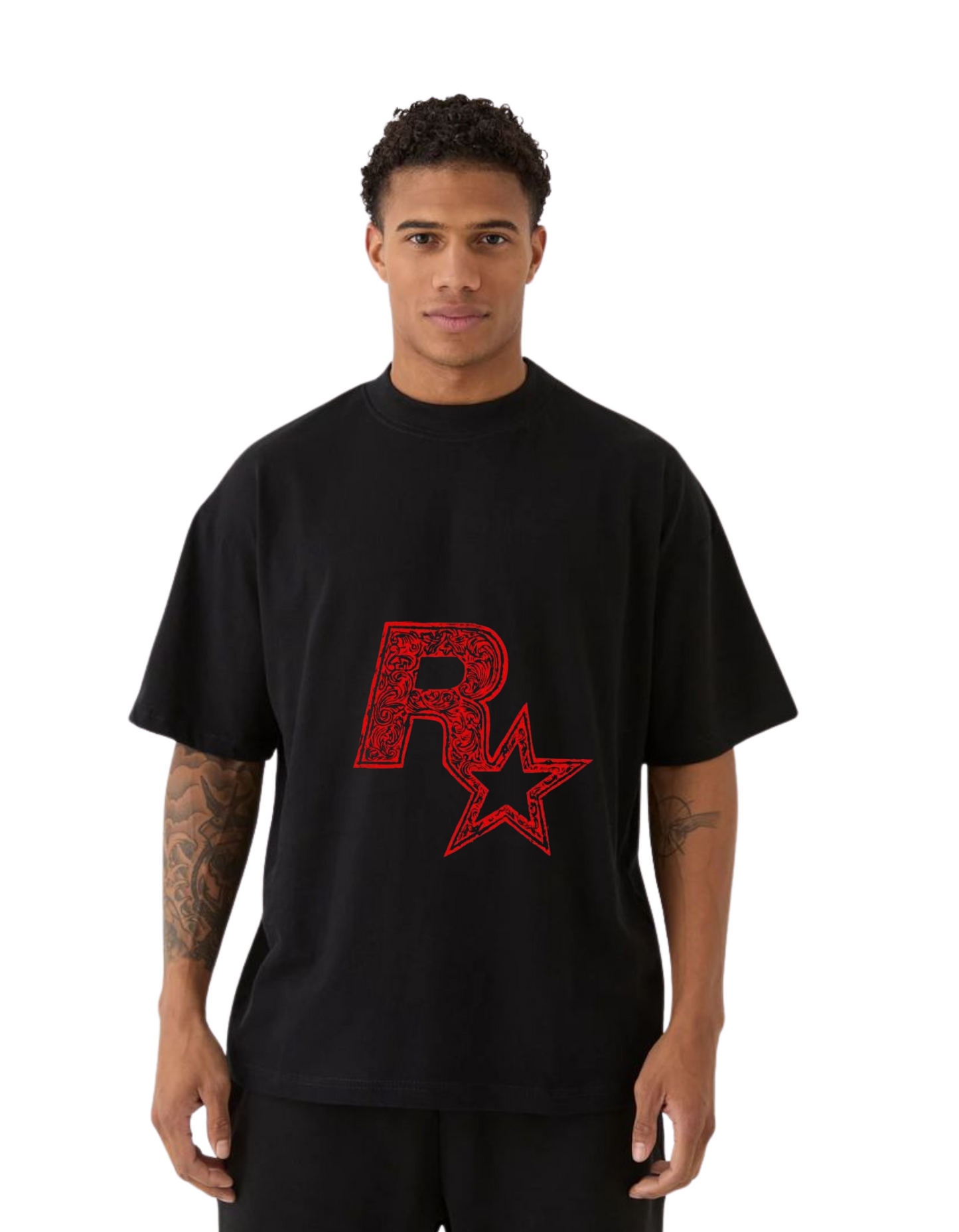 Rockstar Red Emblem Graphic Tee – Bold Black Edition